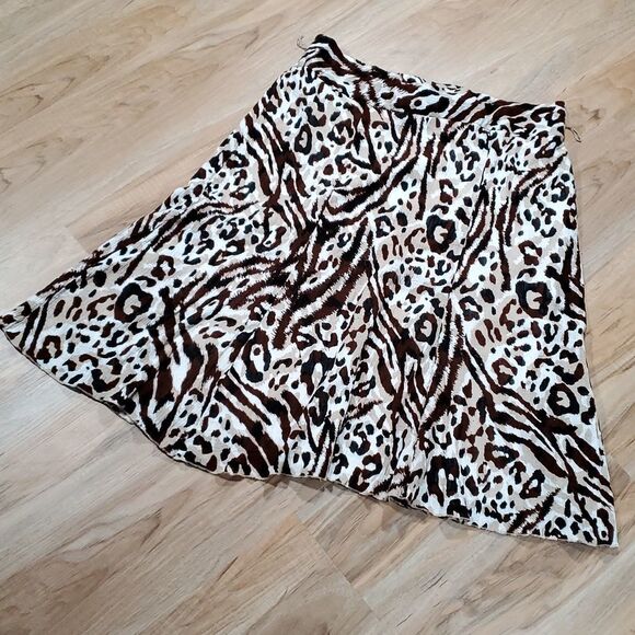 🔹️Laura Scott Brown & Cream Animal Print Skirt XLarge - Picture 1 of 9